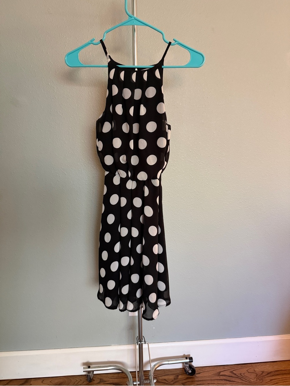 mi ami Black and White Polka Dot Mini Dress